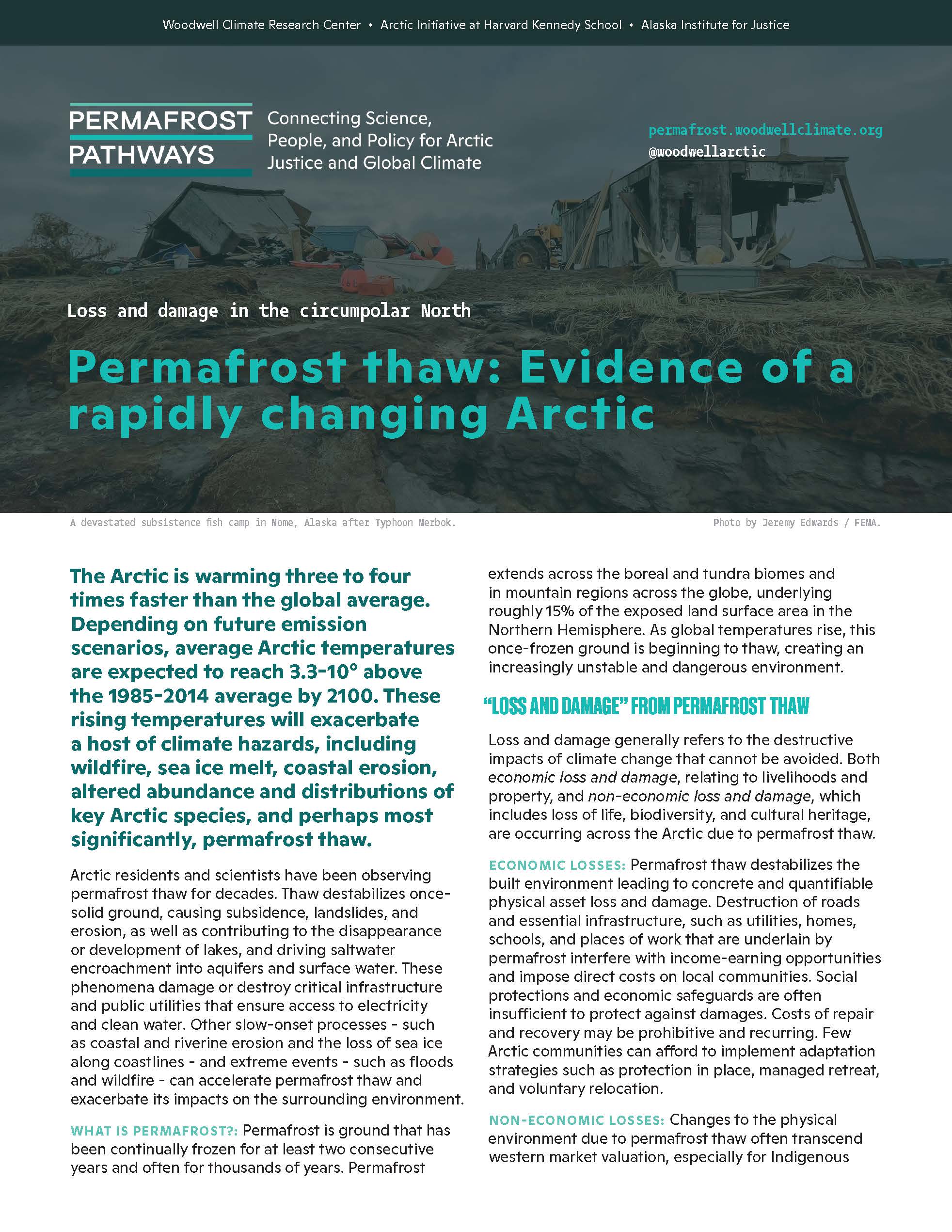 Cover page of the Permafrost Pathways loss and damage handout