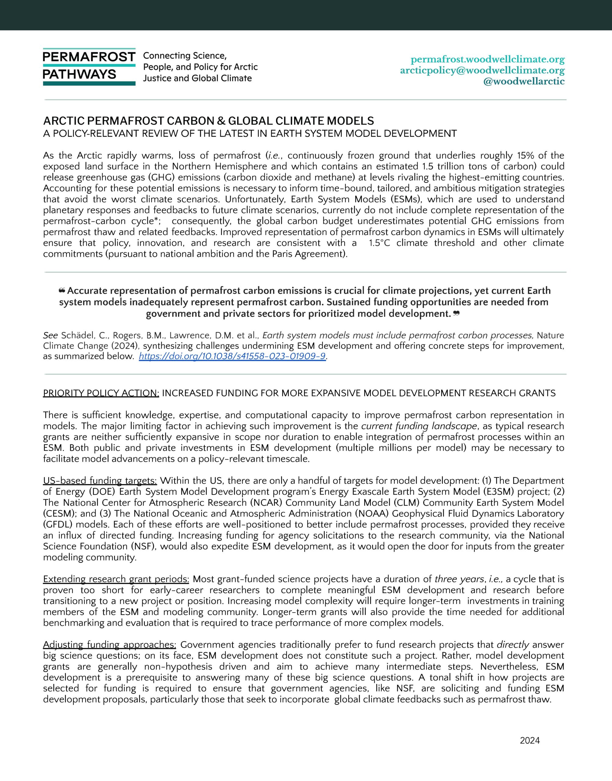 Cover of Permafrost Pathways permafrost carbon modeling explainer handout