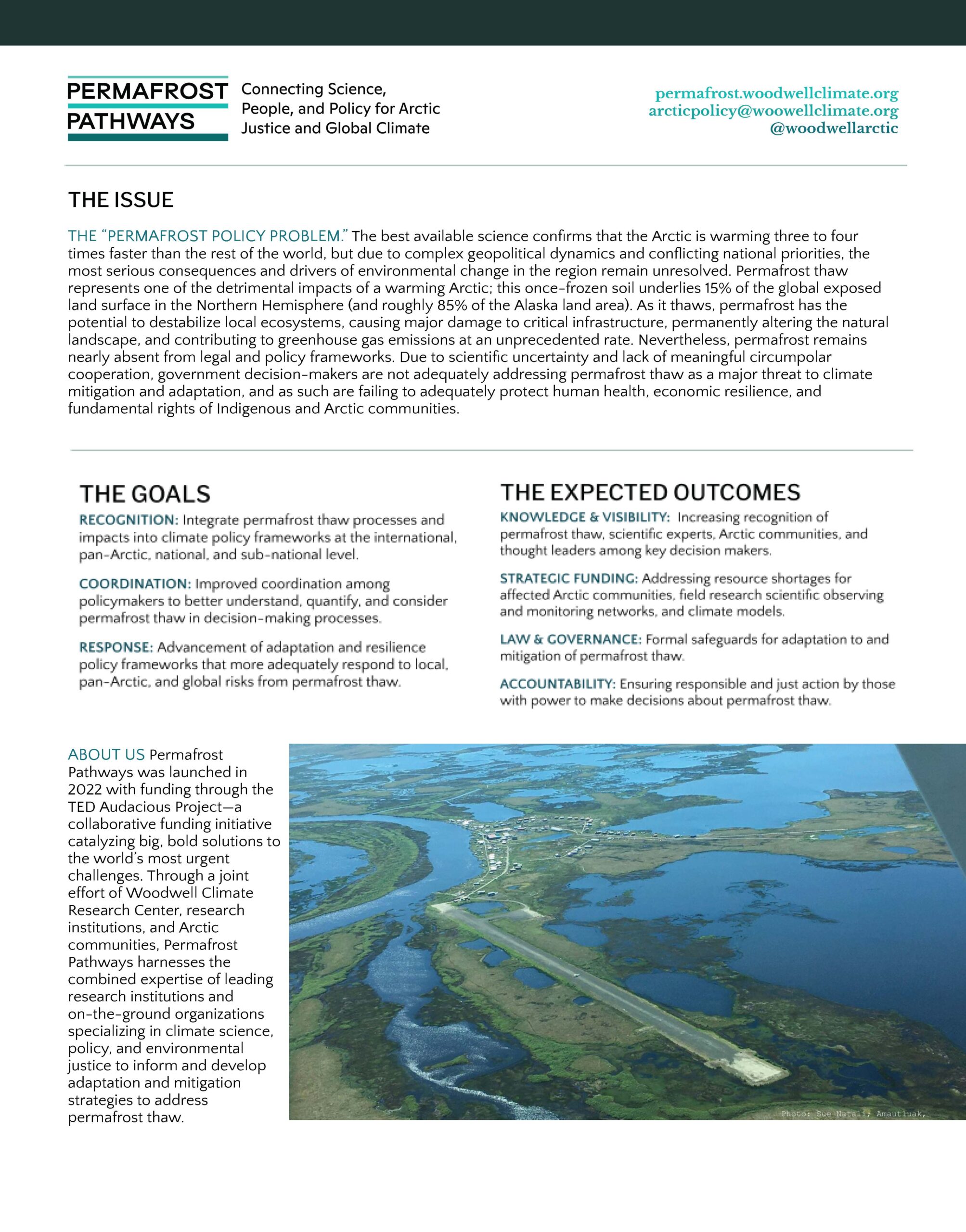 Cover page of the Permafrost Pathways policy overview handout